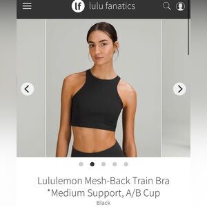 Lululemon Athletica Women’s Black High-Neck Mesh back sports bra—SIZE 4/6/S